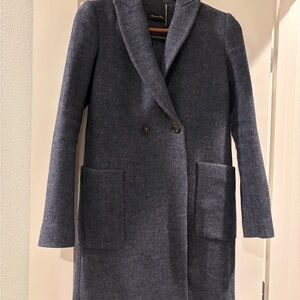 Women's Double-Breasted Gray Blue Coat Size 2